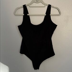 Black Scoop Neck & Back Bodysuit